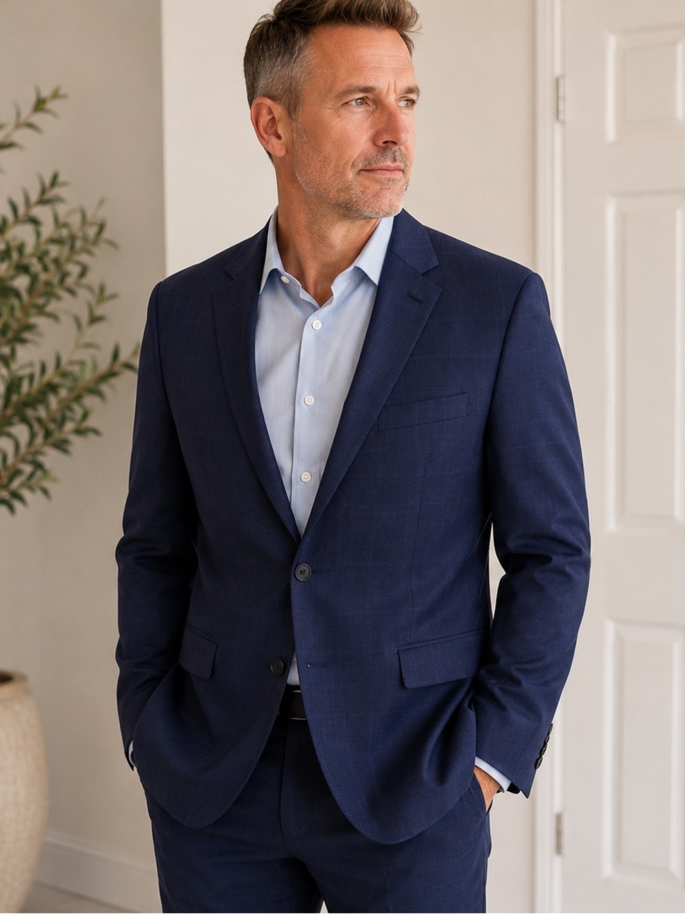 Ralph Lauren Men's Deep Navy Two-Button Suit Jacket 44S